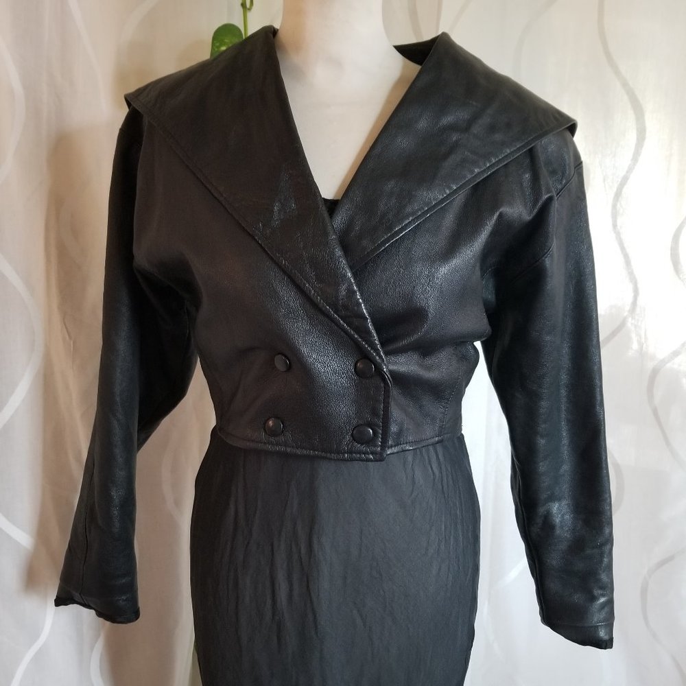 Vintage 1980s moto jacket, Back leather jacket, designer size Medium - Picture 6 of 15